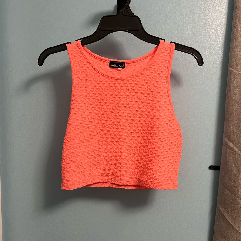 Wet Seal Orange Boxy Crop Tank Top